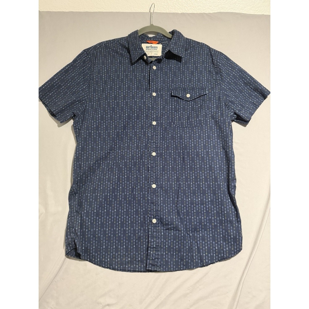 Urban Pipeline maxflax blue ss button up dress shirt, arrow aop, men's large